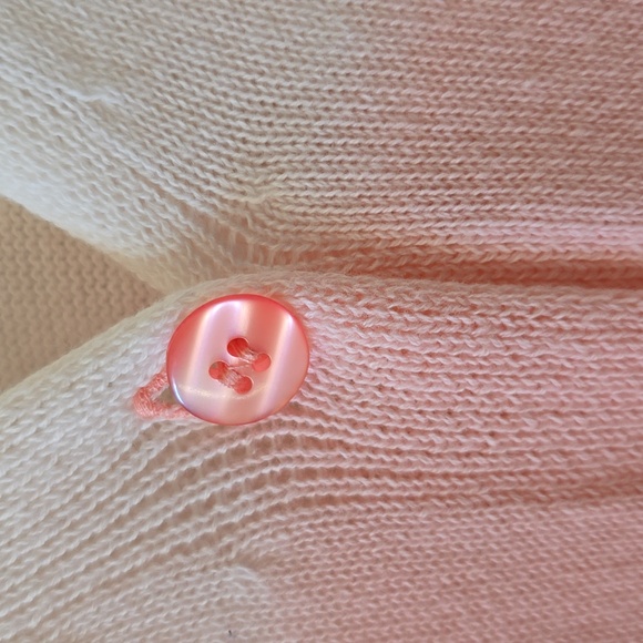 NEW DIRECTIONS WOMENS PEACH & WHITE FRONT BUTTON CARDIGAN SWEATER SIZE SMALL - Picture 9 of 16